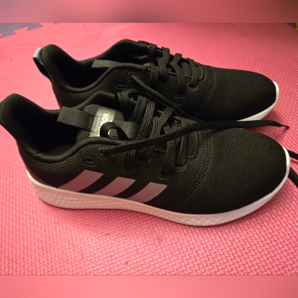 Adidas Core Black with White Stripes Shoes